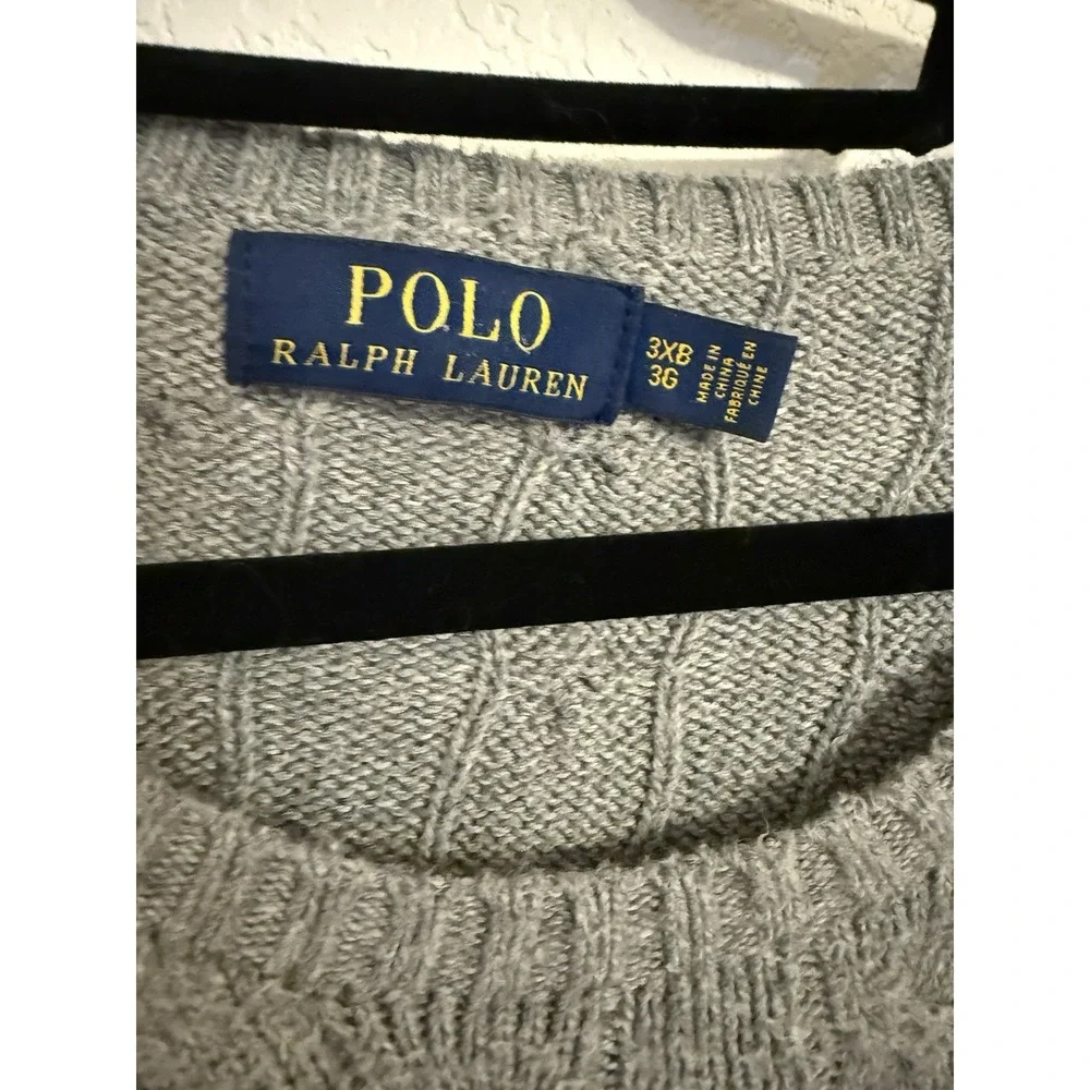 Ralph Lauren Cableknit Sweater Men's Size 3 XB Gray Big &‎ Tall